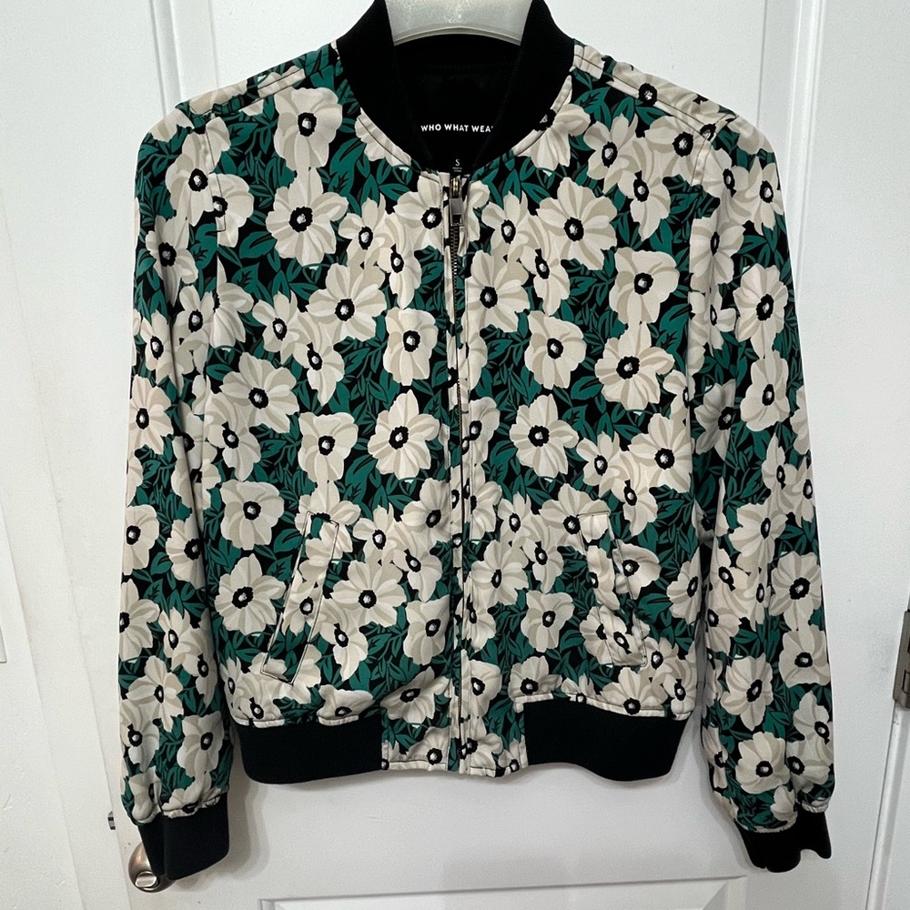 Who What Wear Floral print zip bomber jacket
